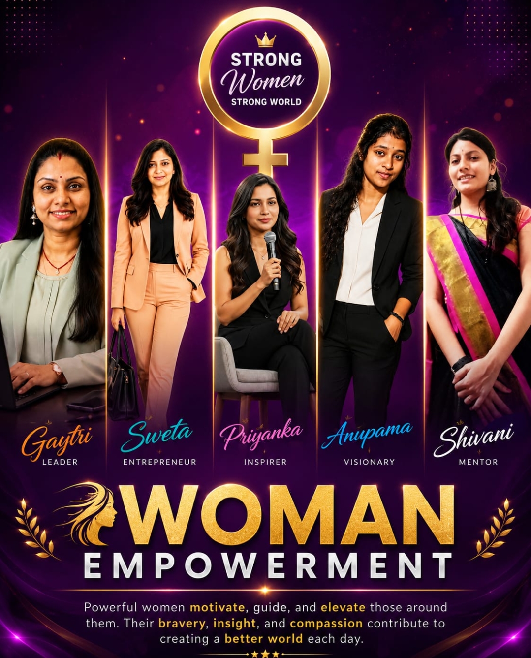 Strong Women Strong World — woman empowerment community poster